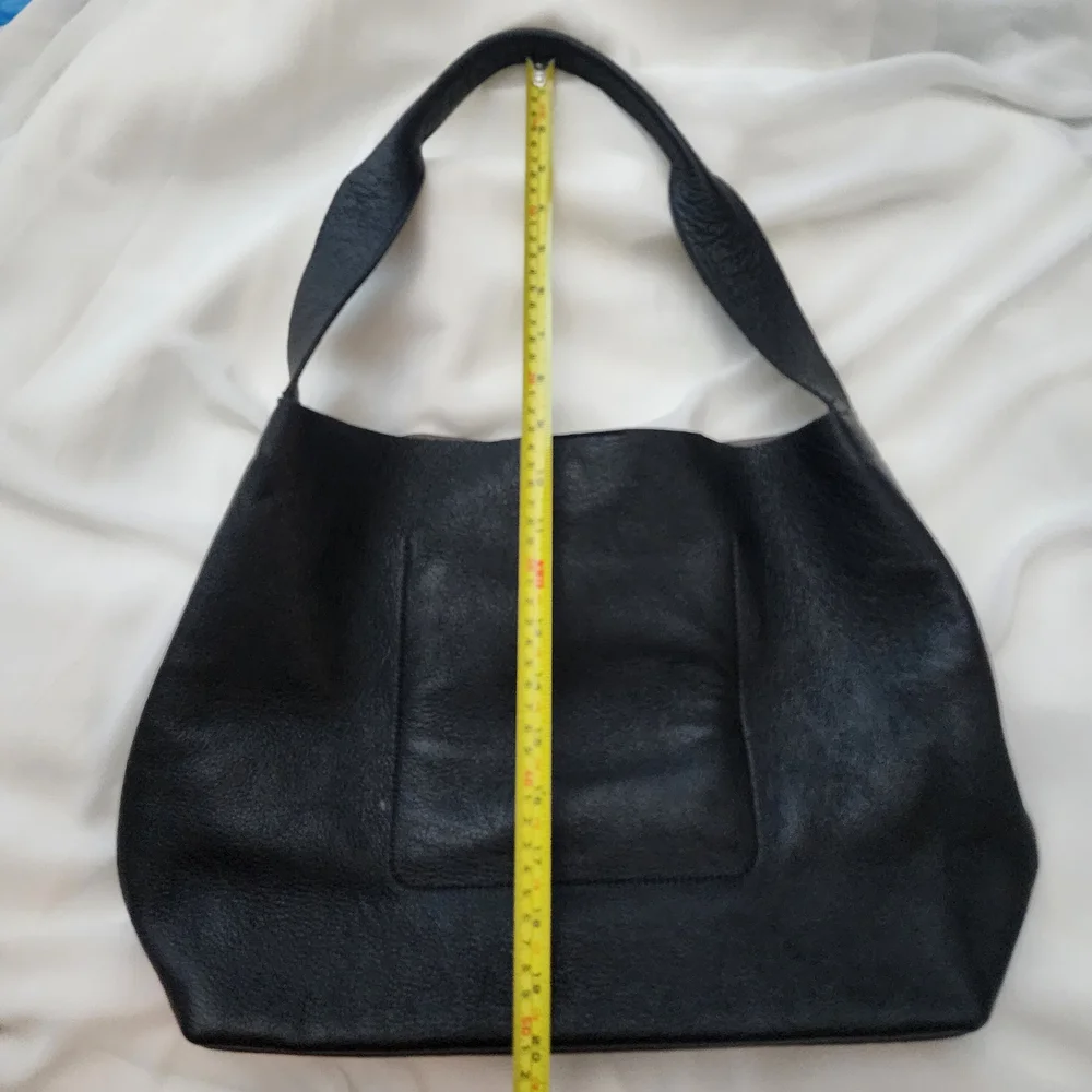 Eileen Fisher Black Leather Hobo Tote Shoulder Bag